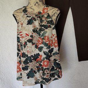 The Loft Floral Neutral Tank Blouse S